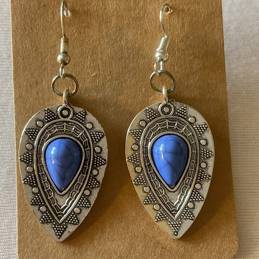 Tibetan/western style teardrop turquoise earrings